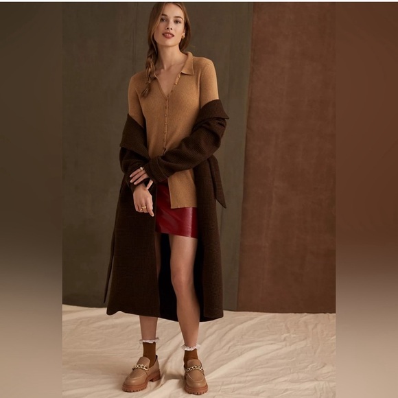 Maeve by anthropologie slim ribbed longline cardigan sweater sizeXL quiet luxury - Picture 6 of 10